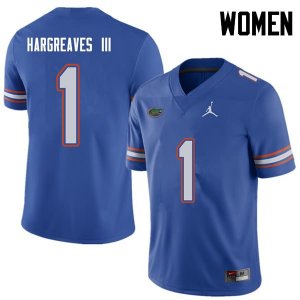 Women's Florida Gators #1 Vernon Hargreaves III NCAA Jordan Brand Royal Authentic Stitched College Football Jersey QHP5162ZB